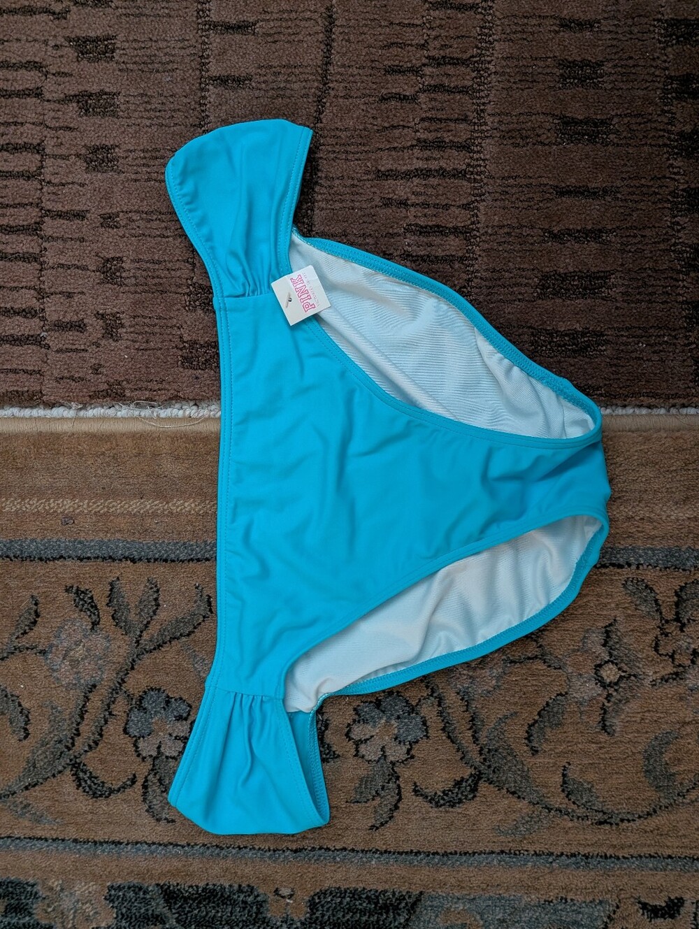 VS PINK, Ruched Side Bikini Bottom, Neon Scuba, Size M
